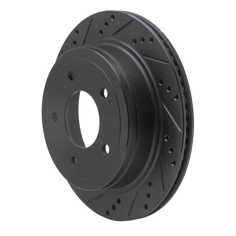 Ford Econoline Brake Rotor (1) - Rear Left - R1 Concepts - Drilled & Slotted - Black - `04-`06